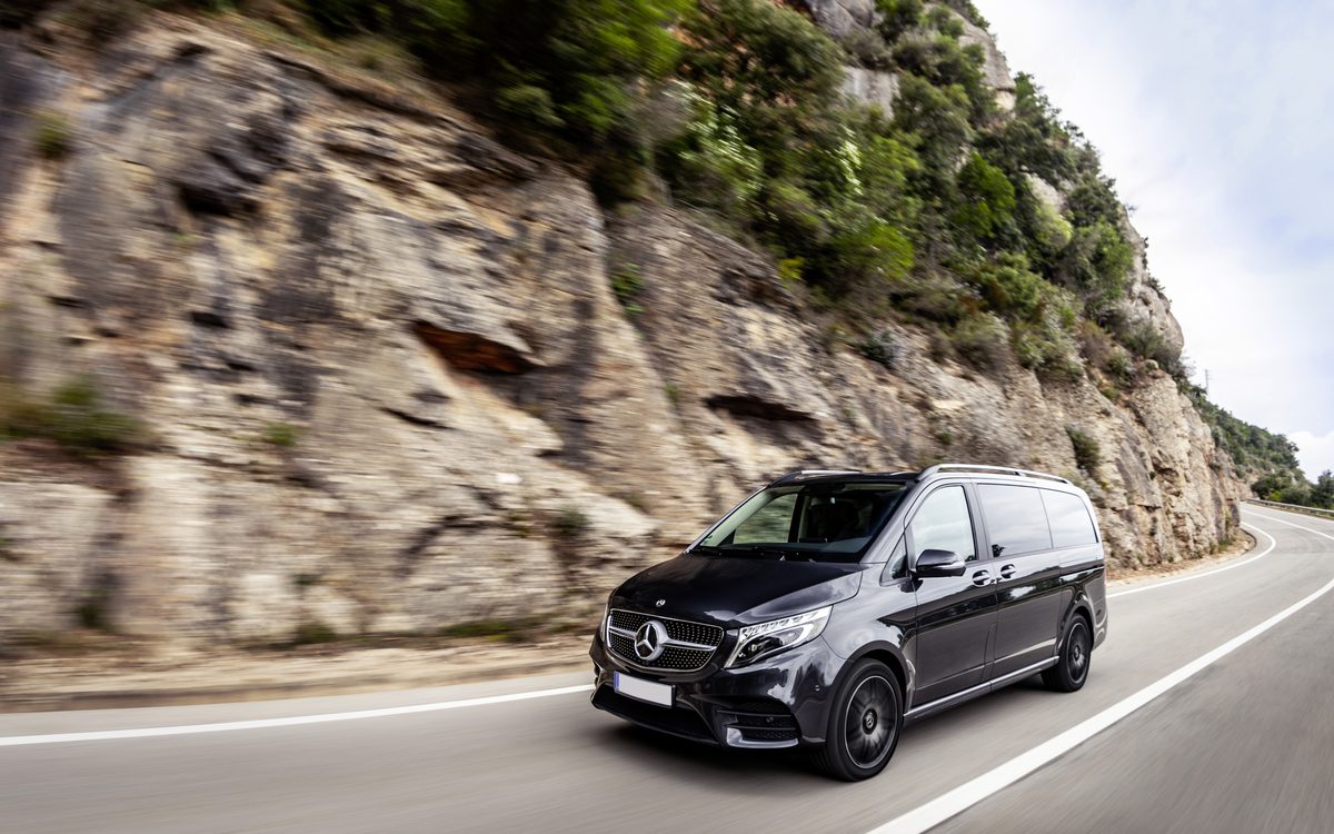 Mercedes-Benz V-Class on a European coastal road